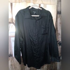 EUC Men's George Shinny Black Button Down Dress Shirt 2XL